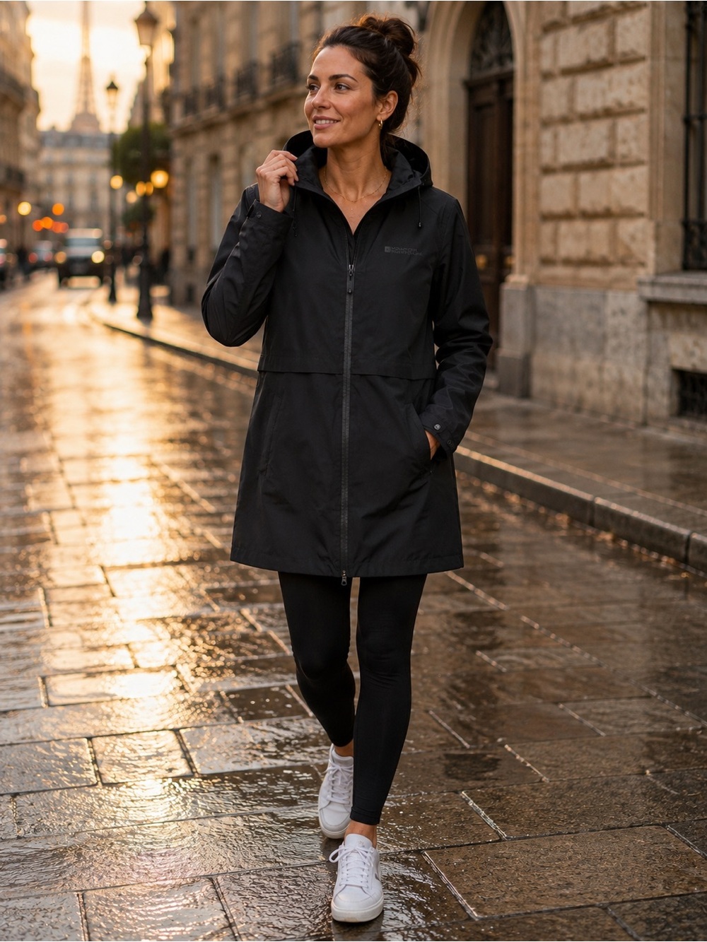 Mountain Warehouse Women’s Wind Resistant Hooded Rain Jacket Black US 10 EU 42